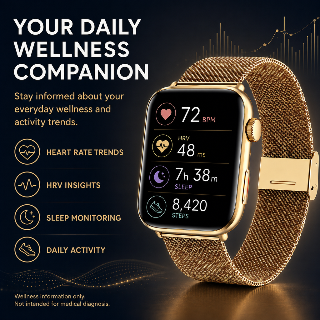 AI Health Monitoring Smart Watch with ECG, HRV, Blood Pressure, Heart Rate, Blood Oxygen, 1.85-Inch AMOLED Display, Bluetooth Calling, NFC & IP68 Waterproof