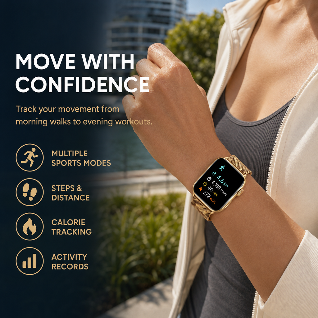 AI Health Monitoring Smart Watch with ECG, HRV, Blood Pressure, Heart Rate, Blood Oxygen, 1.85-Inch AMOLED Display, Bluetooth Calling, NFC & IP68 Waterproof