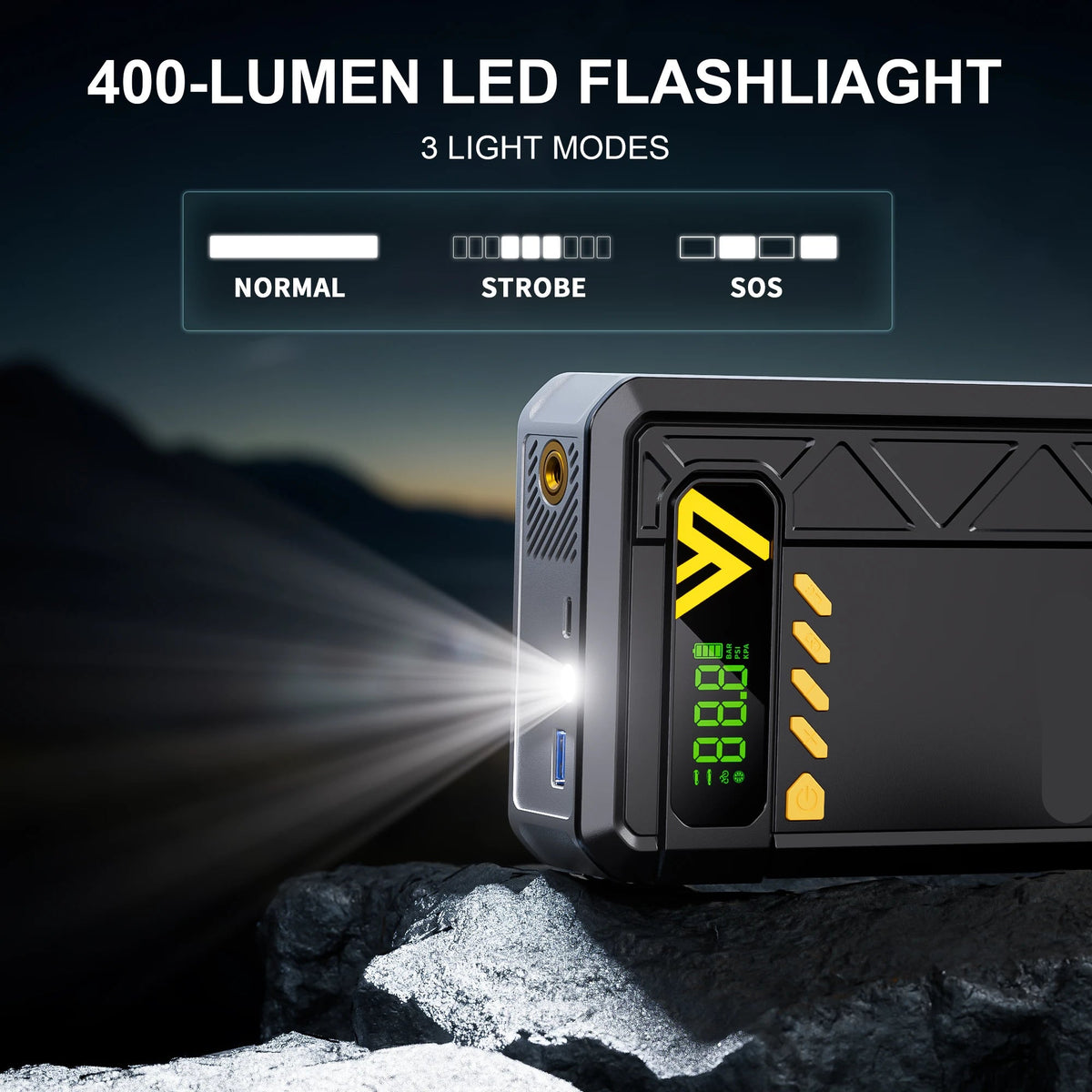 2500A Car Jump Starter with 150 PSI Air Compressor – Powerful 5-in-1 Emergency Battery Booster for up to 8.5L Petrol & 6.0L Diesel – Tire Inflator, Power Bank & SOS Light – 12V