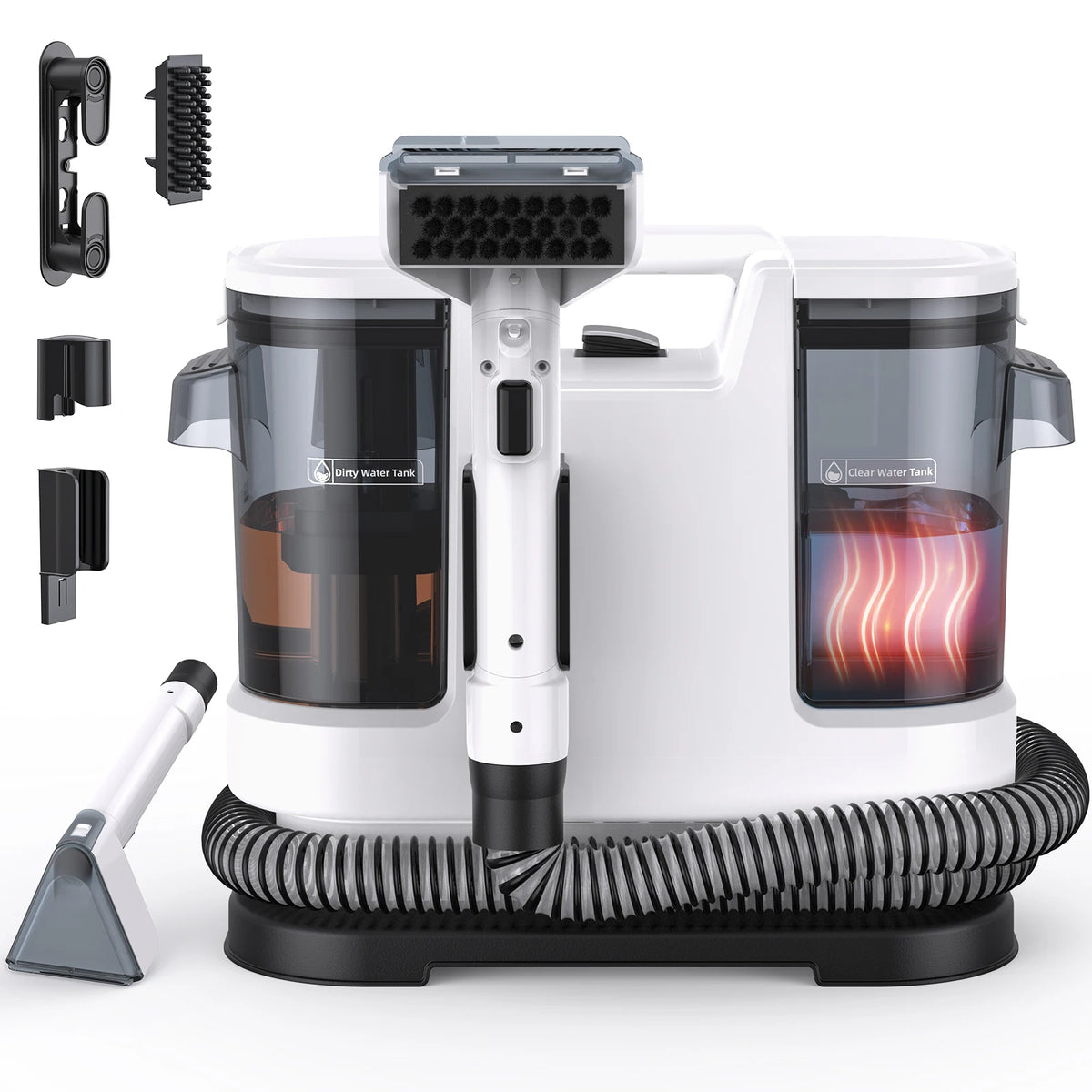 Portable Upholstery & Carpet Cleaner – Deluxe Complete Set with 6 Cleaning Attachments – 12,000Pa Suction, 450W Multi-Surface Spot Cleaner with Separate Water Tanks for Sofa, Carpet, Windows & Car
