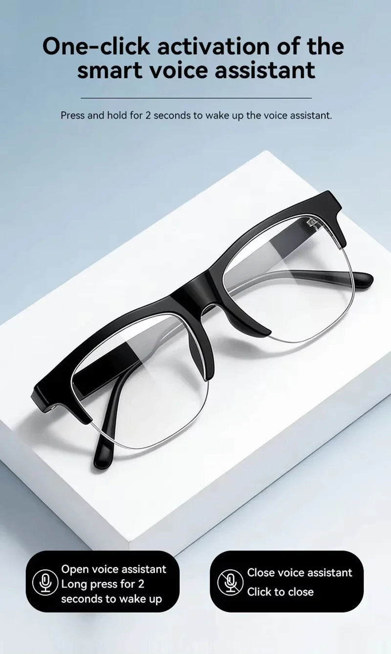 AI Smart Glasses with Camera, Photo & Video Recording, Bluetooth Calling, Touch Control, Voice Assistant & Translation – Black