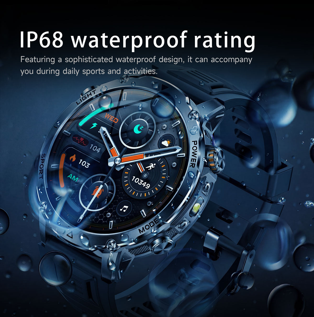 Men’s Outdoor GPS Smart Watch with 1400mAh Battery, 1.7-Inch AMOLED Display, Bluetooth Calling, LED Flashlight, 100+ Sports Modes & IP68 Waterproof – Black