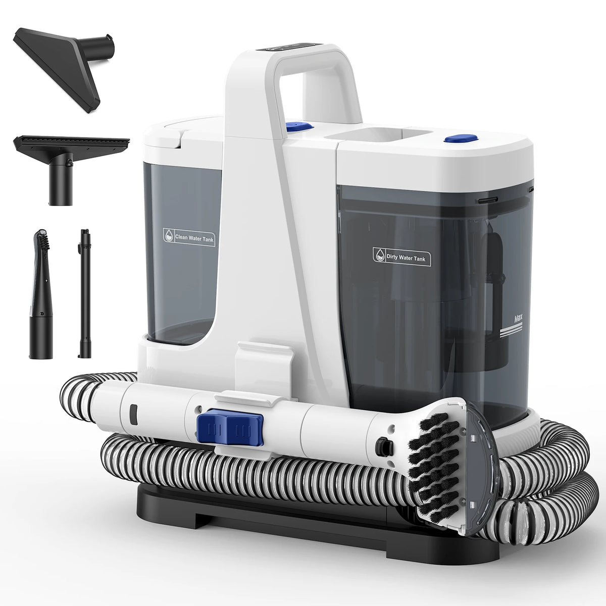 Portable Upholstery & Carpet Cleaner – Deluxe Complete Set with 6 Cleaning Attachments – 12,000Pa Suction, 450W Multi-Surface Spot Cleaner with Separate Water Tanks for Sofa, Carpet, Windows & Car