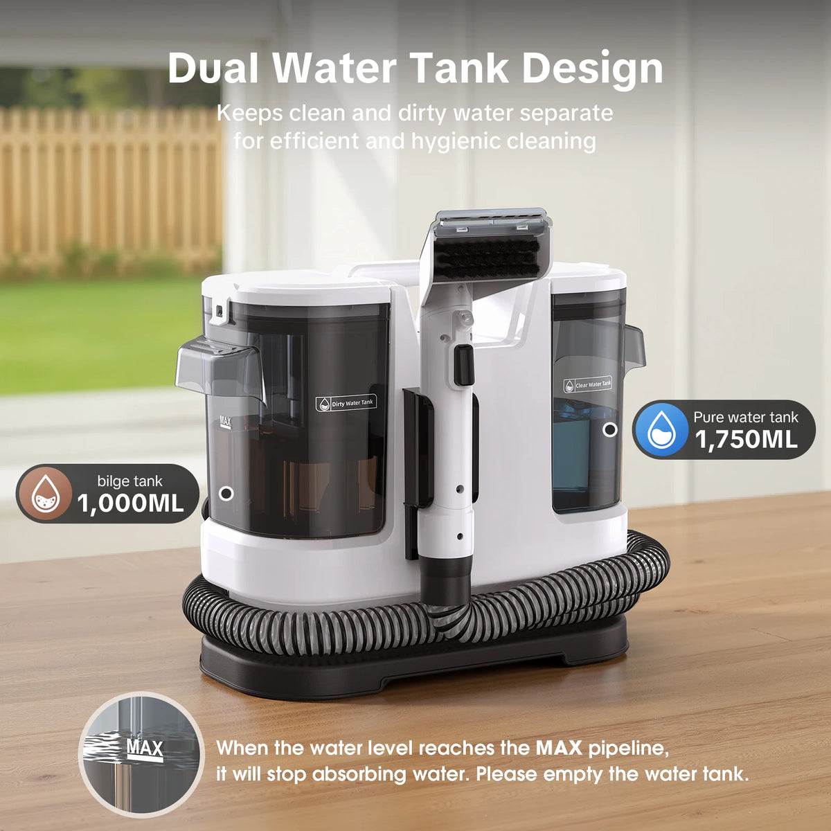 Portable Upholstery & Carpet Cleaner – Deluxe Complete Set with 6 Cleaning Attachments – 12,000Pa Suction, 450W Multi-Surface Spot Cleaner with Separate Water Tanks for Sofa, Carpet, Windows & Car
